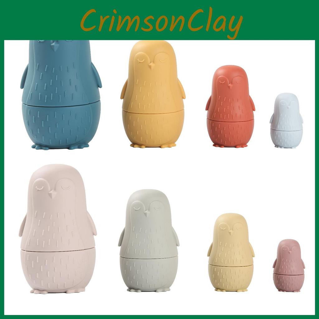 Pinguin Silikon Schachtelpuppe Spielzeug Beiß- und Lernspielzeug mit flexibler Montage für die frühe Entwicklung