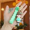 Charming Braided Girl Keychain Boy Girl Figurine Couple Creative Cartoon Rubber Key Ring Bag Charm