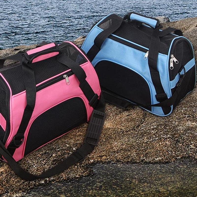 Trasportino Portatile Pieghevole per Cani e Gatti a 4 Colori con Rete Traspirante Gabbia da Viaggio Borsa Tote a Tracolla