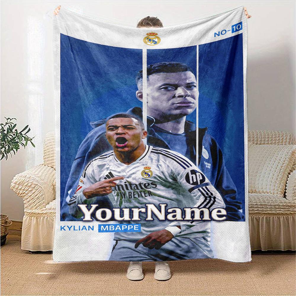 Mbappe Text Decke Geschenk Personalisierte Decke Warme Dekoration für Picknicks Bett Büro Sofa Vier Jahreszeiten Universell