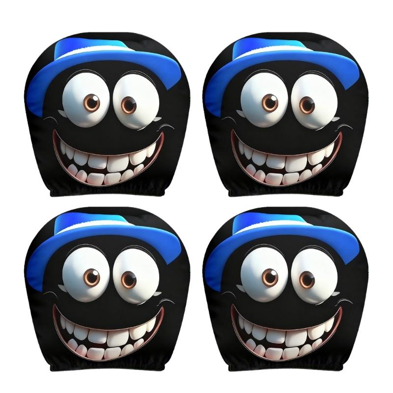 

Playful Cartoon Design Car Headrest Covers Funny Cartoon Eye Soft Polyester Decoration Universal for Most Vehicles