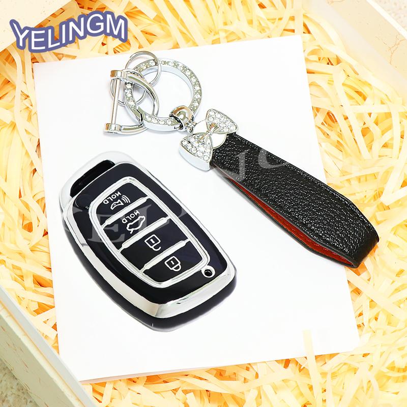 4 Button Car Key Case Cover For Hyundai Avante Sonata Santa Fe Tucson Elantra Azera Creta
