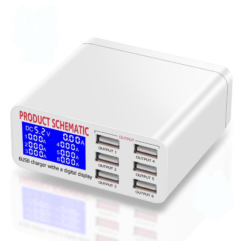 

55W USB-C Multi-Port Charger - 6 Ports for Fast Charging Mobile Devices, Tablets, Laptops UK Plug
