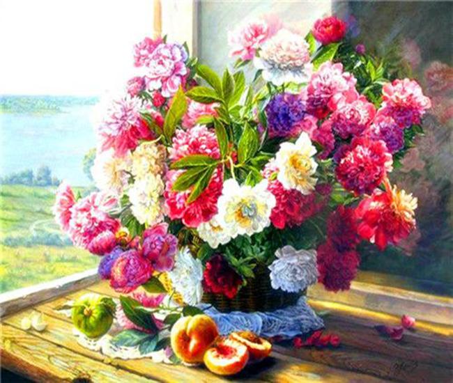 RUOPOTY Oil Painting By Numbers Flower Acrylic On Canvas DIY Frame Wall Art Picture By Numbers Daisy Children's Room Decor