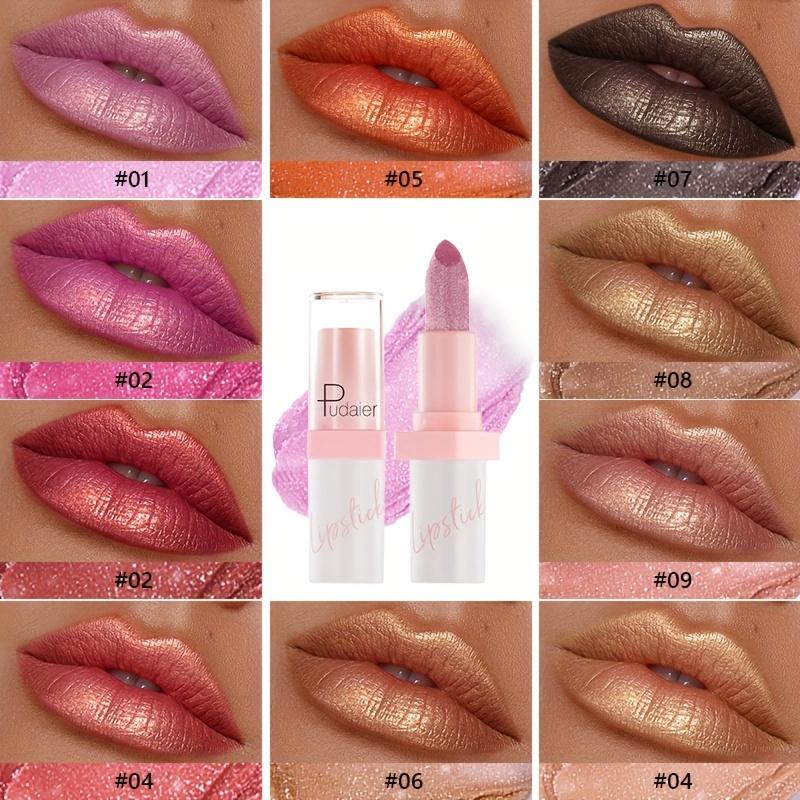 Metallic Pearl Lipstick Sparkling Lip Glaze & High Quality Material Lipstick & Long-lasting Waterproof and Sweat Resistant Shiny Pearl Lip Glaze