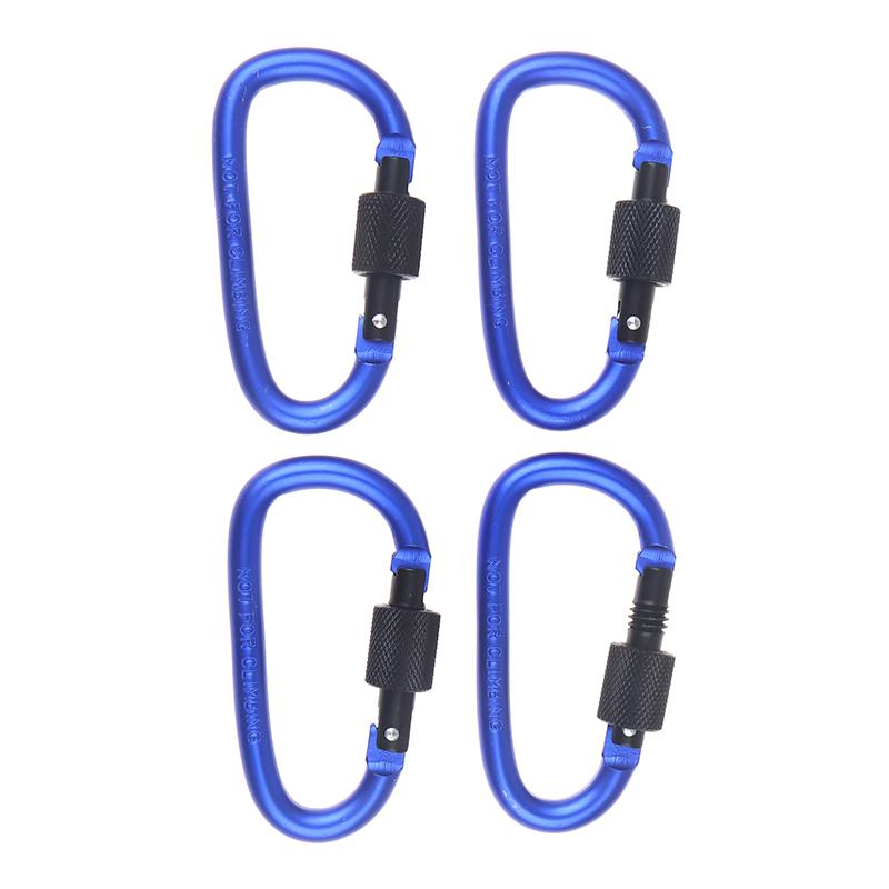 4Pcs 7.5*4.0cm D-shape Aluminum Alloy Carabiner Clips With Screw Gate Carabiners Hiking Clips EDC Outdoor Camping Equipment Hook