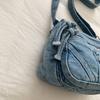 Retro Denim Crossbody Bag Multi Pocket Shoulder Purse with Star Decoration
