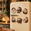 Reindeer Kitchen Decor 6Pcs DIY Faux Pearl Painting Fridge Magnet, Santa Snowman Stocking Tree Refrigerator Magnets Gingerbread Snowflake Handmade
