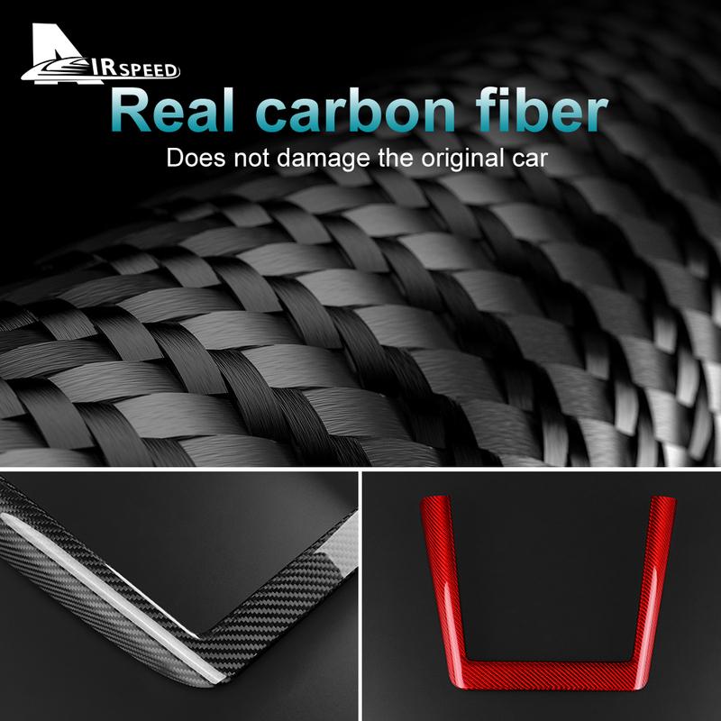 Real Hard Carbon Fiber Wireless Charging Frame Protect Trim Cover For Tesla Model 3 Highland 2024 Car Interior Accessories
