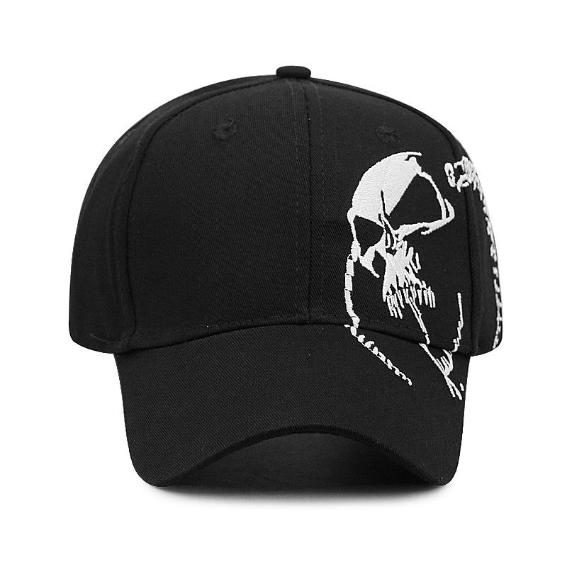 Unisex Baseballkappen mit seitlicher Totenkopf-Stickerei, für Frühling und Herbst, Outdoor, verstellbar, Anglerkappen, lässige Sonnenhüte