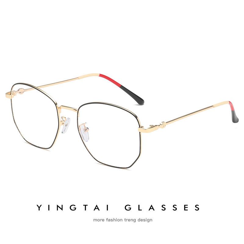 Style Retro Metal Glasses Frame With Blue Light Blocking For Fashion Commuting