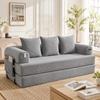 Foldable Compression Sofa with Sturdy Metal Frame, Side Pockets Plus 3 Cushions. Modern Metal-Fabric Combo - Ideal for the Living Room. Light Grey
