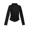 Autumn new women's European and American solid color velvet warm semi-turtleneck bottoming shirt pleated slim-fitting long-sleeved T-shirt