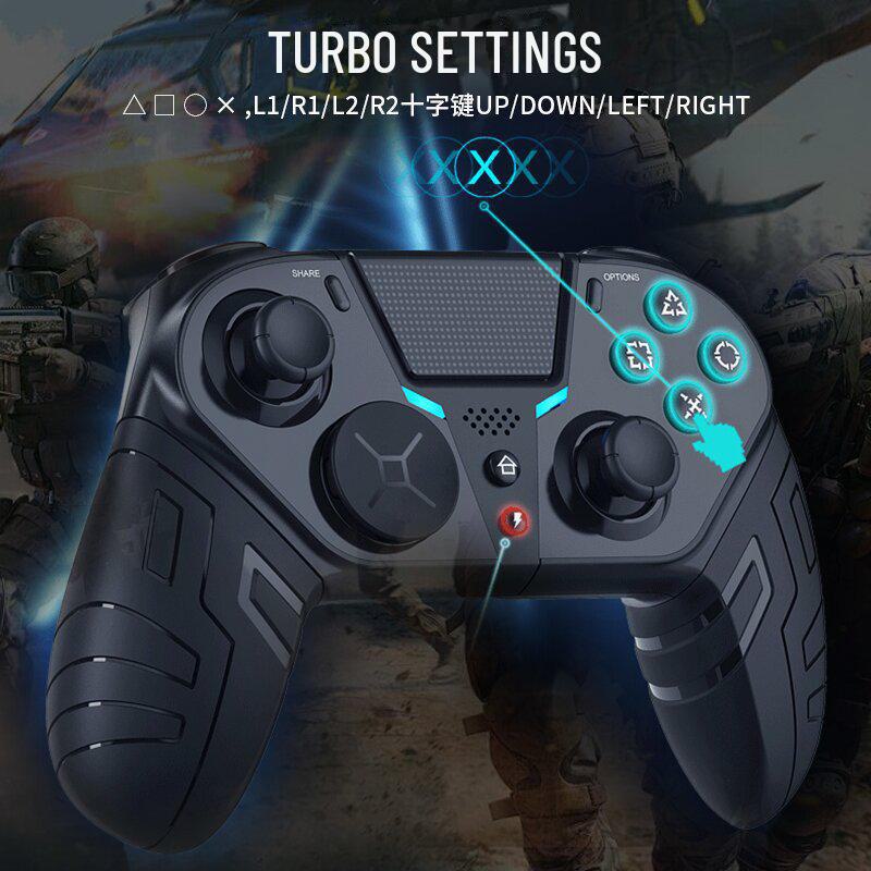Controler de joc wireless PS4: Vibrații somatosenzoriale, programare macro, rafale cu un singur buton, compatibil cu mobil/PC/PS4