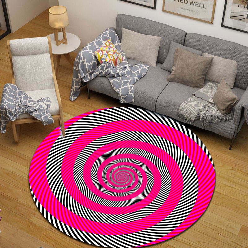 Statement Round Pop Art Multicolor Rug Mat, Non-Slip Floor Mat for Entryway