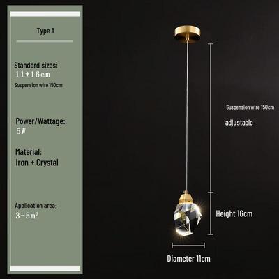 NuFeng Modern Bedside Crystal Pendant Light