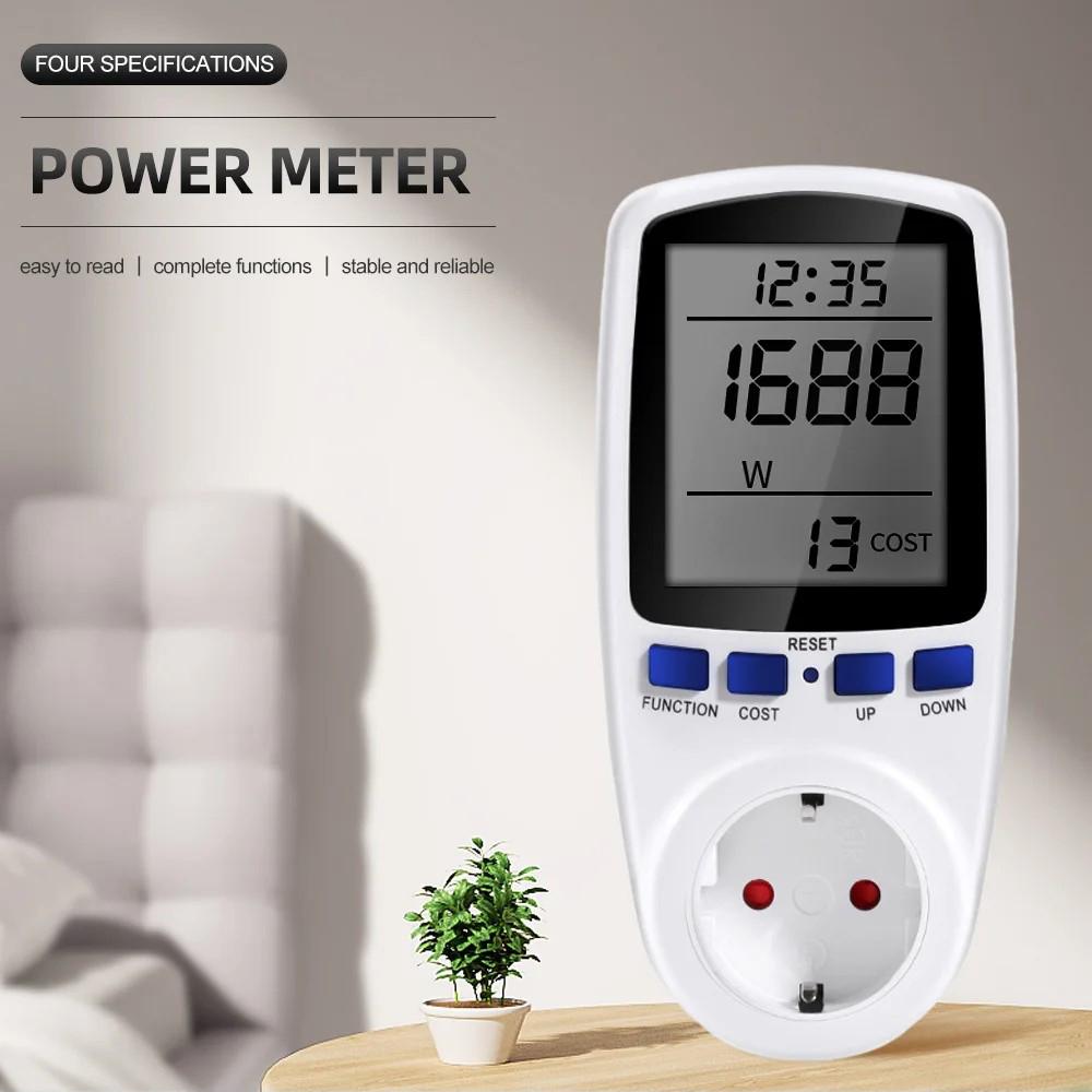 220V Digital LCD Power Meter Wattmeter Socket Wattage Kwh Energy Measuring Outlet EU Plug Overload Protection 7 Display Models