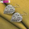 925 Sterling Silver Hollow Heart Flower Earrings Jewelry