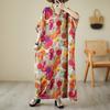 Real Shot Summer Thin V-neck Cotton and Linen Large Size Loose Literary Holiday Style Beach Dress Long Women