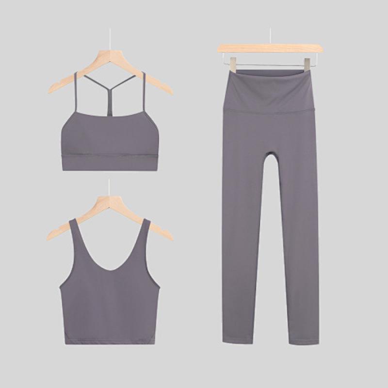 LULU Original Three-Piece Yoga Set: Beautiful Back Y/U-Shaped Vest & Quick-Dry, Breathable Nine-Point Pants for Women