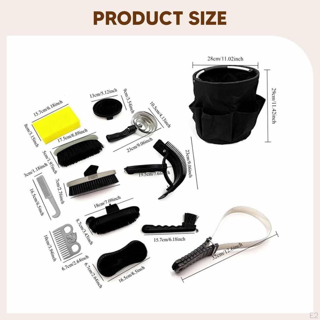 12Pcs Horse Grooming Kit Cleaning Tools Tack Room Accessories Bathing Sponge Gift Brush