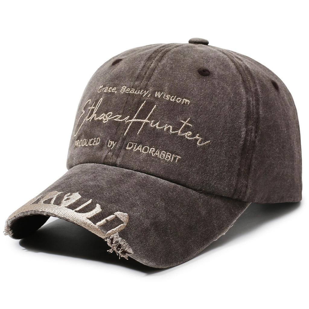 Washed old hat Alphabet embroidered baseball cap Men's and women's retro curved brim sunshade cap