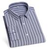 Men's Shirt Long Sleeve 100% Pure Cotton Oxford Dress Shirts Striped Regular Fit Casual Soft Male Blouse Clothing 11XL 10XL 9XL