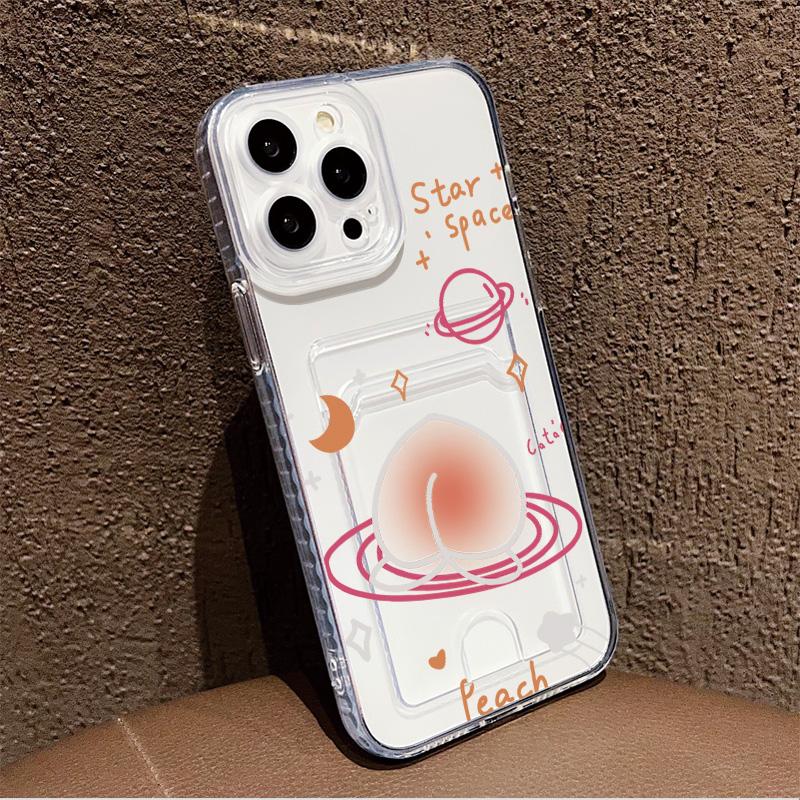 Card Slot Holder Silicone Wallet Pocket Case For Oppo Reno 12F 13F Xiaomi Redmi Note 14 13 Samsung A54 A24 A34 iPhone 13 17 Cover Clear Phone Bumper