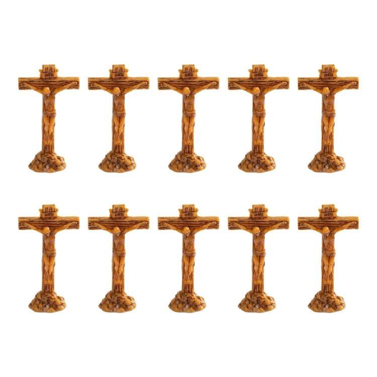

Creative Decorative Resin Mini Crosses Sculpture Standing Crucifix Ornaments with Base for Gift And Decors Applications