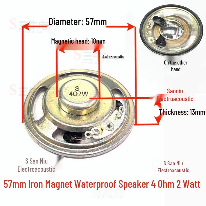 57mm Iron Shell 5W 8 Ohm Loud Magnet Speaker with Full Paper Cone for Radio Broadcast
