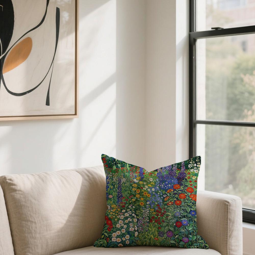 Vintage G-Gustav K-Klimt Flower Garden For Sofa Car Office Cafe Soft And Comfortable Double-Sided Printing Pillow Cover
