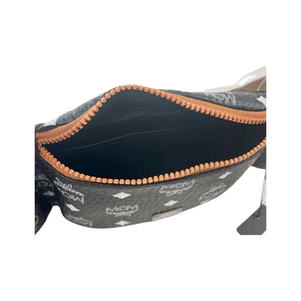 MCM Logo Reißverschluss Segeltuch Hüfttasche Groß Unisex Hüfttasche Schwarz MMZBAFO01BV001