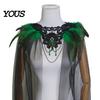 Feather Cape for Halloween Gothic Cloak Men Women, Tulle with Women's Party Wrap Shawl Shrug Shoulder Witch Cosplay Costume, Stage Performance Collar