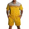 Herren Casual Kurzarmhemd und Shorts Set Bierfest Druck Knopfleiste Leichtes Sommeroutfit Entspannte Passform