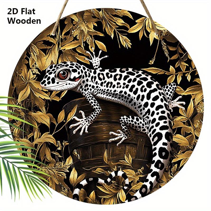 Vintage Gecko Design Wooden Sign for Garden Decor - Unique Decorative Plaque for Home, Tavern, Yard, Porch Decor