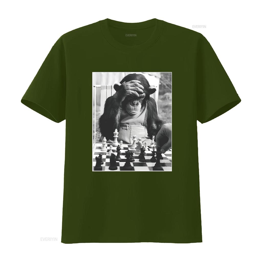 Chimp Playing Chess T Shirt Cool Player Merch For Art Funny vintage Washed Soft Breathable graphic designer clothes homme