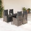 VidaXL Garden Dining Set with Cushions 5 Pcs, Table and Chairs with Adjustable Backrest and Footrest, Furniture 3213429