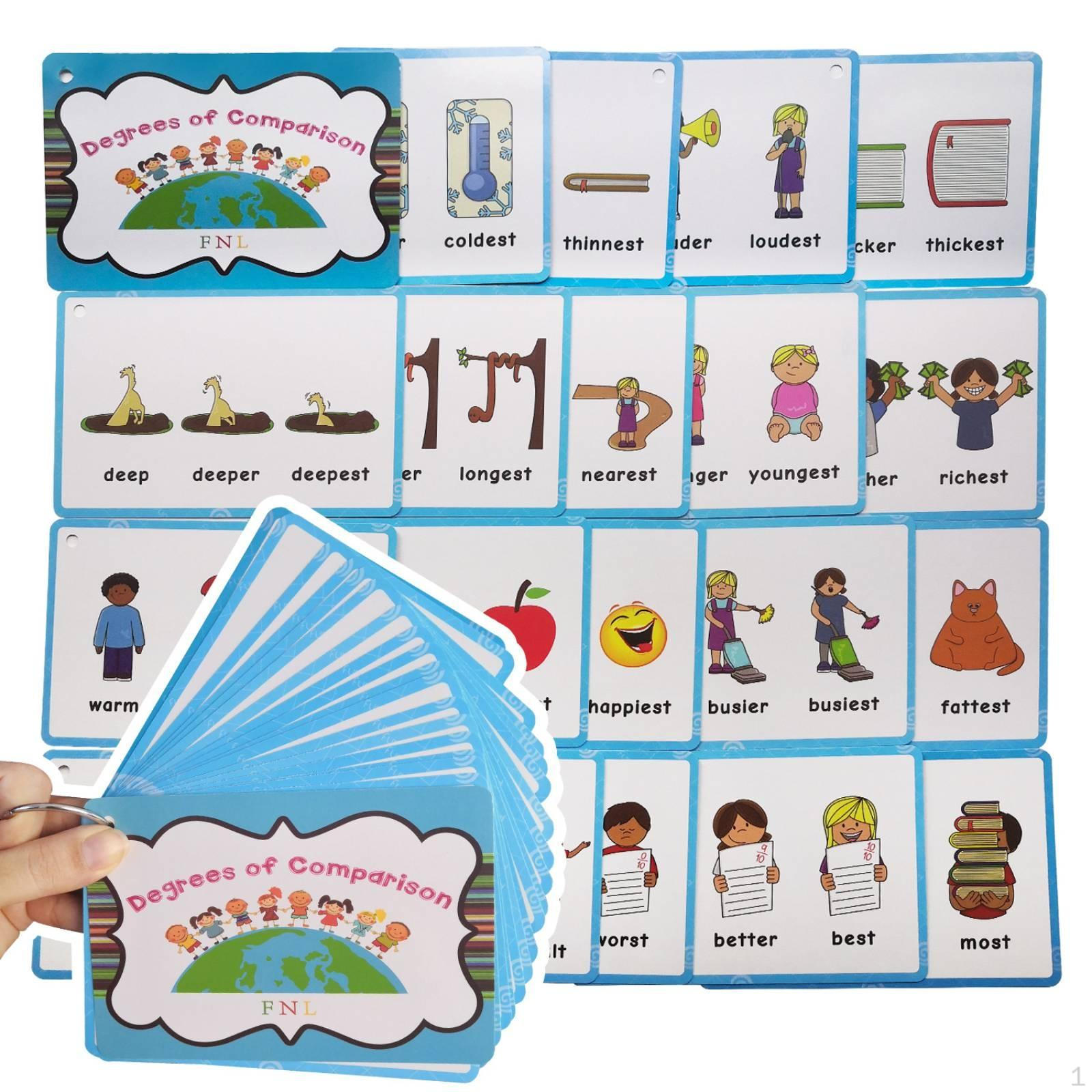 20 Pieces Grammar Flashcards Educational Vocabulary Illustrated Flash Cards for Teachers,