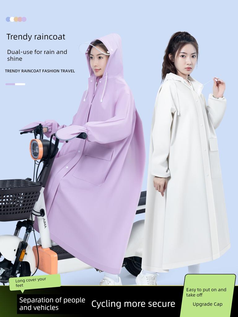Women's Long Raincoat for Single Person, Full-Body Protection Against Heavy Rain, Suitable for Electric Scooters, Men's Adult Outerwear Raincoat