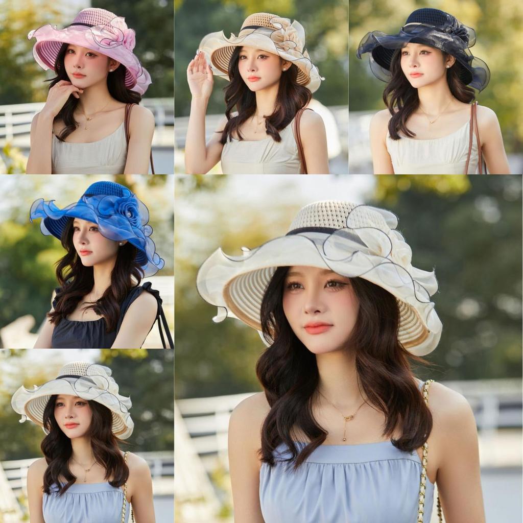 Summer Ladies Large Brim Sun Hat With Breathable Mesh For Beach And Travel