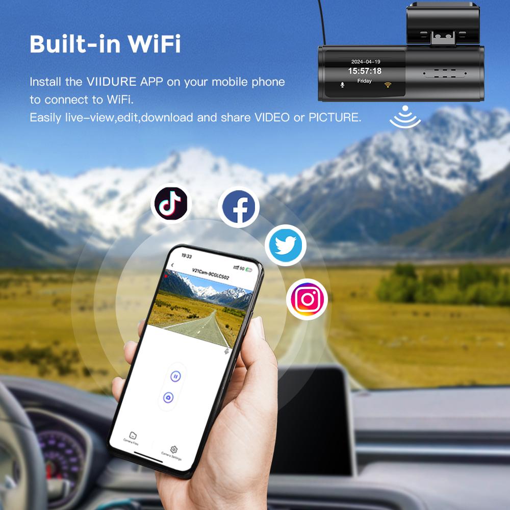 Ultra HD 4K Dash Cam For Car DVR 4K+1080P Front Rear Dash Camera With WiFi GPS 24h Parking Night Vision Video Recorder Black Box