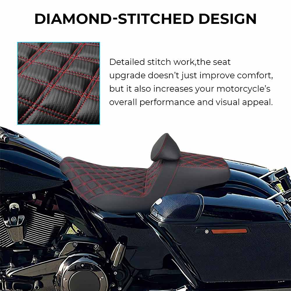 1 PC Black Rider Passenger Seat With Backrest Cushion Motorcycle For Harley Touring Road Glide CVO ST FLTRXSTSE 2024 2025 2026