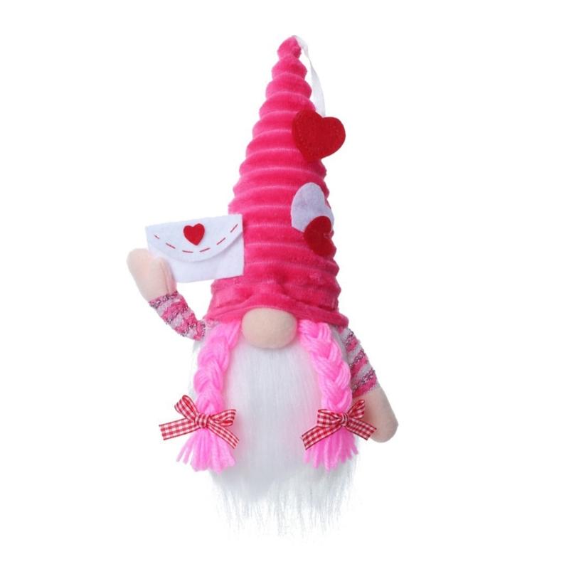 Valentines Day LED Glowing Love Heart Swedish Tomtes Gnomes Elf Plush Dolls Ornament Weddings Party Tabletop Figurine