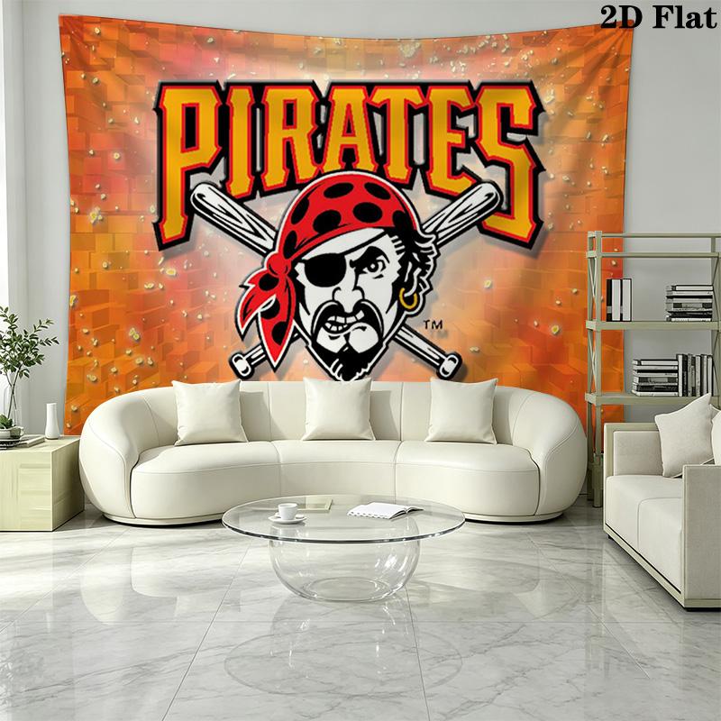 Pittsburgh Pirates Logo Wall Tapestry Aesthetic Wall Hanging Printed Fabric Blanket Decorative Tapestries for Bedroom Living Room Home Decor