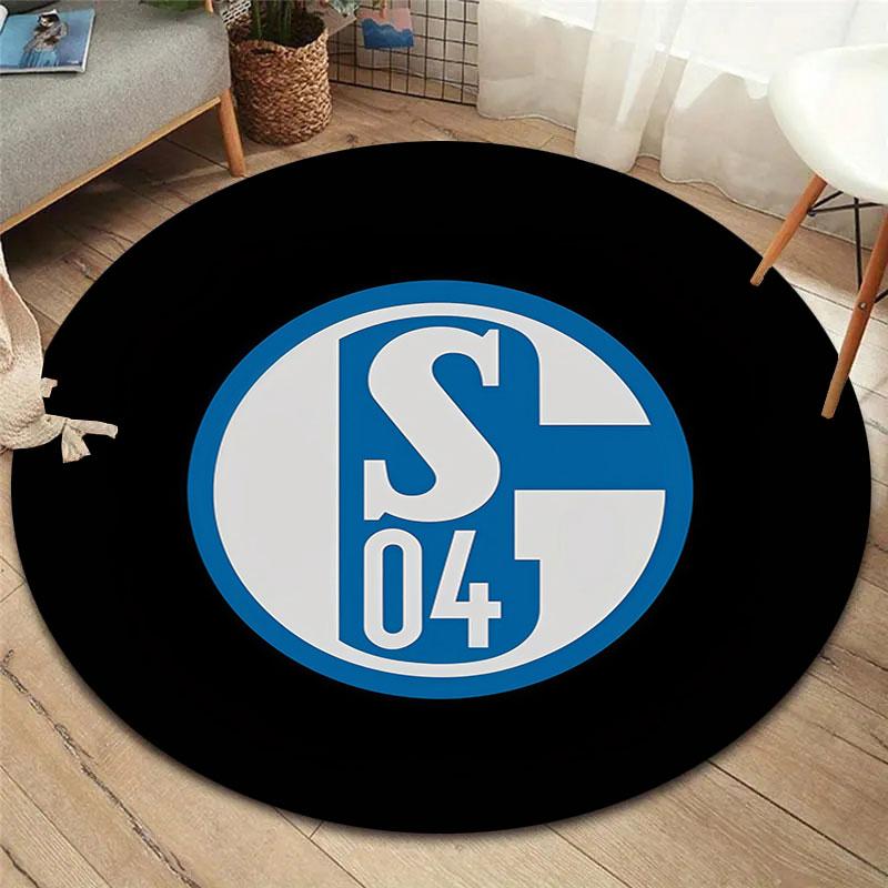 FC Schalke 04 Round Area Rug,Carpet Rug for Living Room Bedroom Sofa Playroom Decor,Non-slip Floor Mat