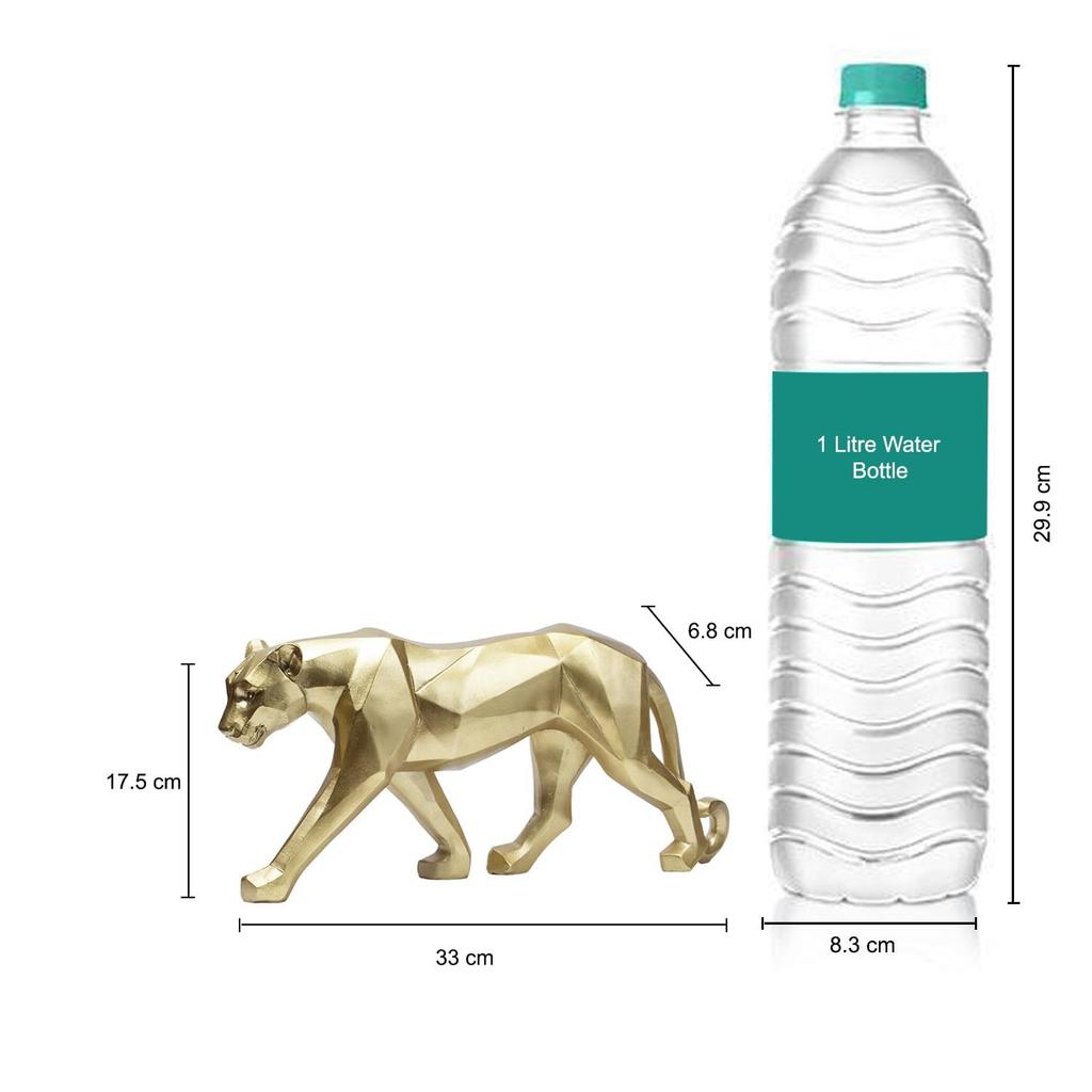 Decorative Golden Leopard Statue for Home & Office | Animal Showpiece for Living Room, Bedroom, Office Table, Study Desk & Reception