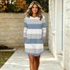 Women's Fashion Casual Geometric Print Long Sleeve Neck Dress for Everyday Wear