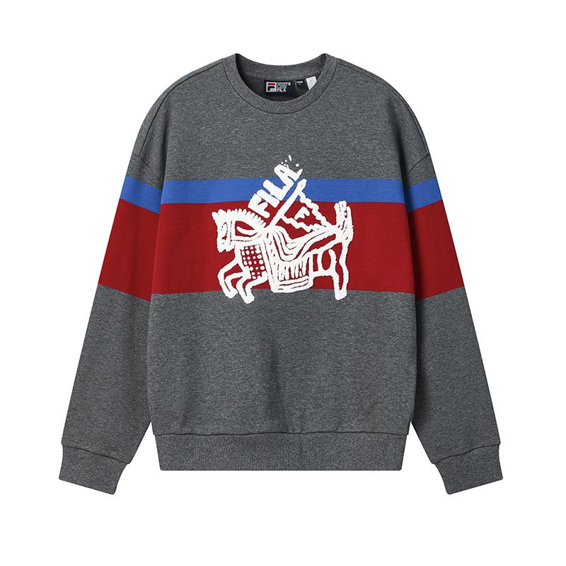 FILA CNY Sweatshirts Unisex Jia Ma Heather Gray Crew Neck Moderate Regular F11U619201FLM M