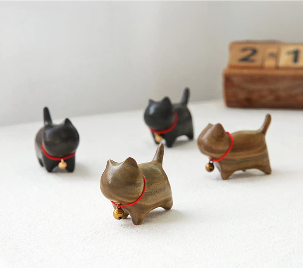 WOWTAC Wooden Cat Entryway Interior Good Birthday Gift Maneki-neko Figurine, Accessory, Decoration, Luck, (Green Sandalwood)