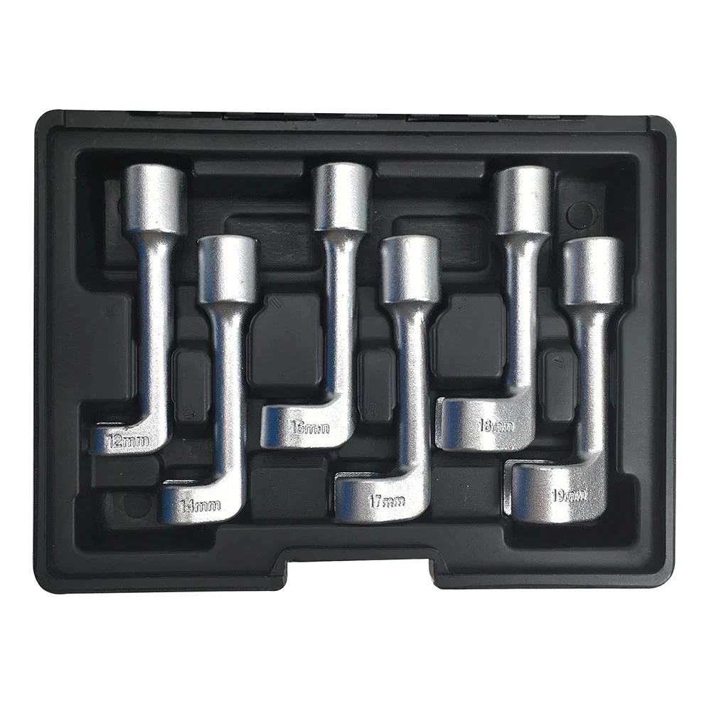 6 Pcs Kraftstoff Injektor Injektion Steckdosen L-Typ Schlüssel Öffnen Ended Ring Schlüssel 1/2 "Dr. 12,14,16,17,18,19mm Größen Werkzeuge